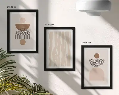 3-piece wall art set Abstract shapes in shades of brown and beige