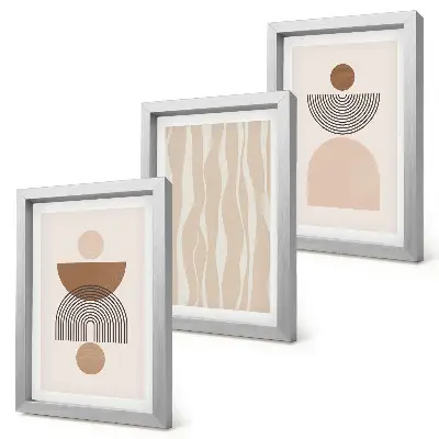 3-piece wall art set Abstract shapes in shades of brown and beige