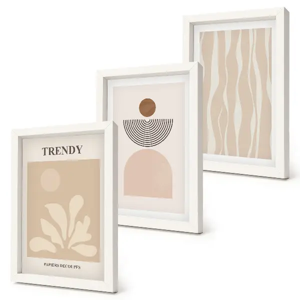 Photo frame wall Stylish abstract compositions in shades of beige