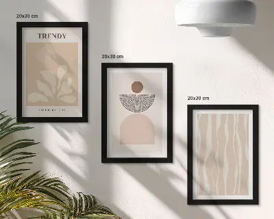 Photo frame wall Stylish abstract compositions in shades of beige