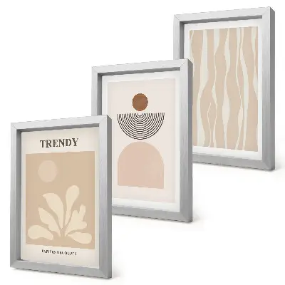 Photo frame wall Stylish abstract compositions in shades of beige