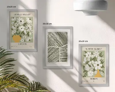 Framed triptych floral patterns abstract lines in London and Dublin