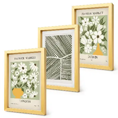 Framed triptych floral patterns abstract lines in London and Dublin