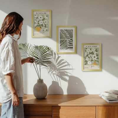 Framed triptych Floral patterns London and Dublin abstract lines
