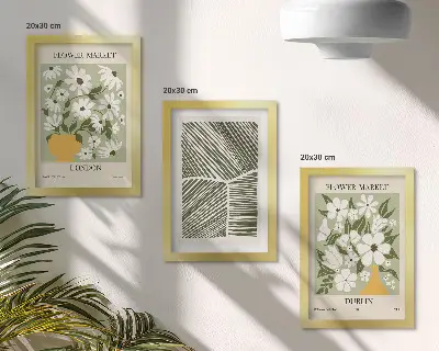 Framed triptych floral patterns abstract lines in London and Dublin