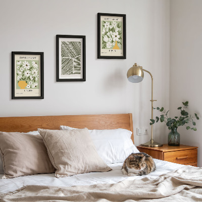 Framed triptych Floral patterns London and Dublin abstract lines