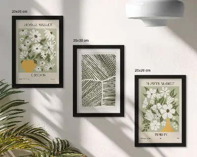 Framed triptych floral patterns abstract lines in London and Dublin