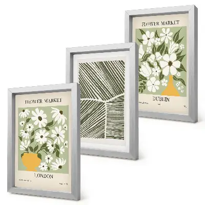 Framed triptych floral patterns abstract lines in London and Dublin