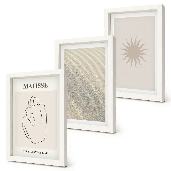 3-Piece Wall Art Set minimalist lines with sand, waves, and sun