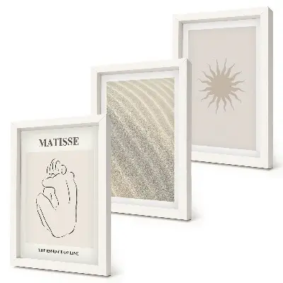 3-Piece Wall Art Set minimalist lines with sand, waves, and sun