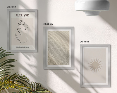 3-piece wall art set Minimalist lines, sand, waves and sun