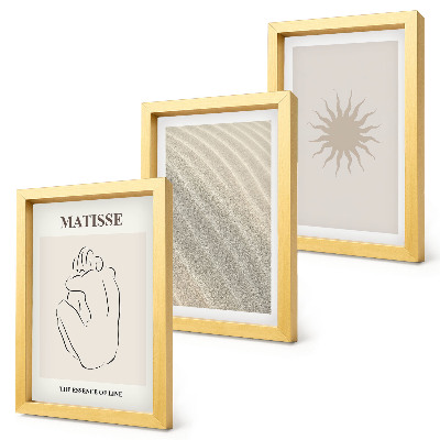 3-piece wall art set Minimalist lines, sand, waves and sun