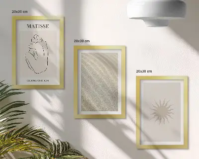 3-Piece Wall Art Set minimalist lines with sand, waves, and sun