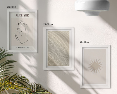 3-piece wall art set Minimalist lines, sand, waves and sun