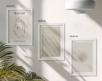 3-Piece Wall Art Set minimalist lines with sand, waves, and sun