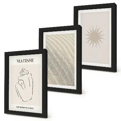 3-Piece Wall Art Set minimalist lines with sand, waves, and sun