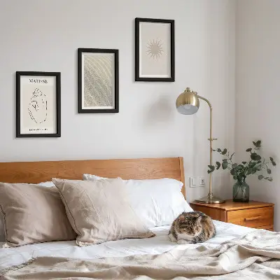 3-piece wall art set Minimalist lines, sand, waves and sun