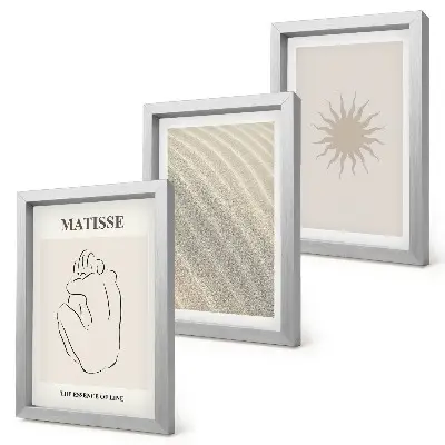 3-piece wall art set Minimalist lines, sand, waves and sun