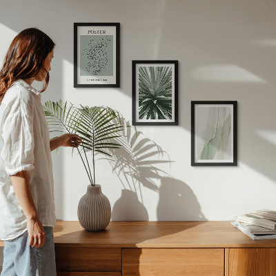 Photo frame wall Plant patterns in shades of green and beige