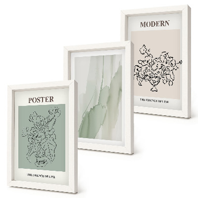 Framed triptych Flowers in a vase in a modern and minimalist style