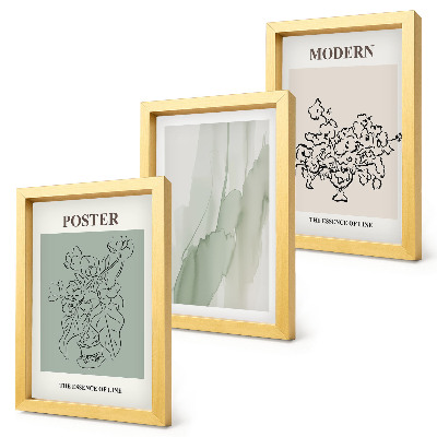 Framed triptych Flowers in a vase in a modern and minimalist style