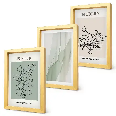 Flowers in a vase framed triptych in a modern and minimalist style