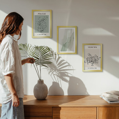 Framed triptych Flowers in a vase in a modern and minimalist style