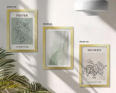 Flowers in a vase framed triptych in a modern and minimalist style