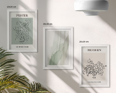 Framed triptych Flowers in a vase in a modern and minimalist style