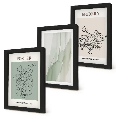 Framed triptych Flowers in a vase in a modern and minimalist style