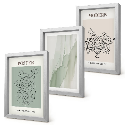 Framed triptych Flowers in a vase in a modern and minimalist style