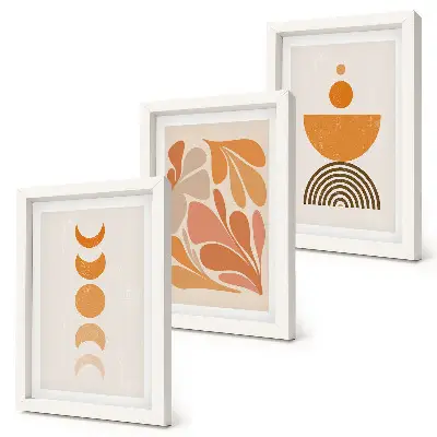 3-piece abstract wall art set in shades of orange