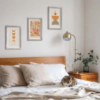 3-piece abstract wall art set in shades of orange