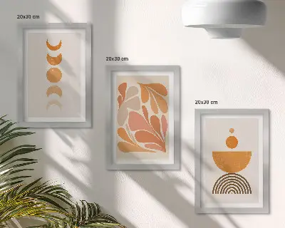 3-piece abstract wall art set in shades of orange