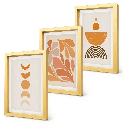 3-piece abstract wall art set in shades of orange