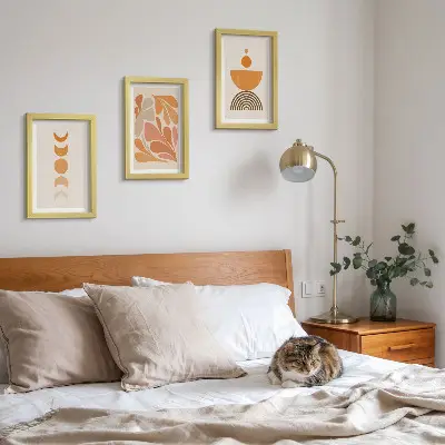 3-piece wall art set Abstract shapes in shades of orange