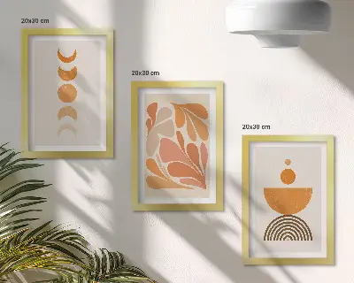 3-piece abstract wall art set in shades of orange