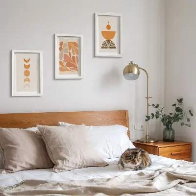 3-piece abstract wall art set in shades of orange