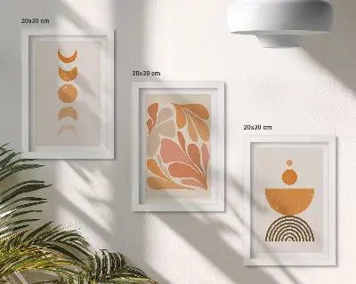 3-piece wall art set Abstract shapes in shades of orange