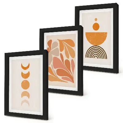 3-piece abstract wall art set in shades of orange