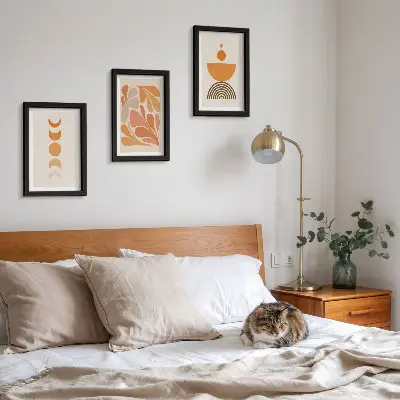 3-piece wall art set Abstract shapes in shades of orange