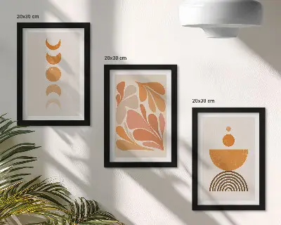 3-piece wall art set Abstract shapes in shades of orange