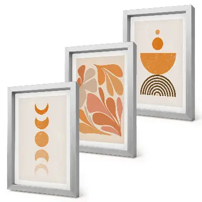 3-piece abstract wall art set in shades of orange