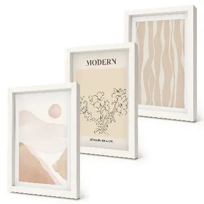 3-piece wall art set Abstract shapes in subdued colors