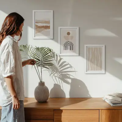 Photo frame wall abstract landscape with natural shapes and geometry