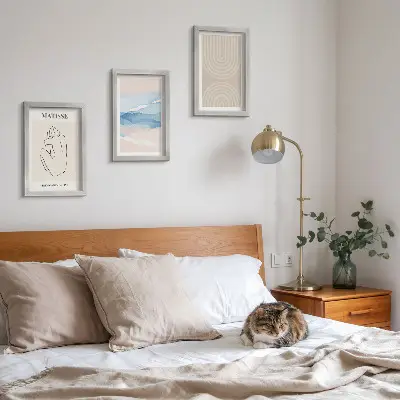 Photo frame wall Lines and waves in pastel shades with a minimalist accent