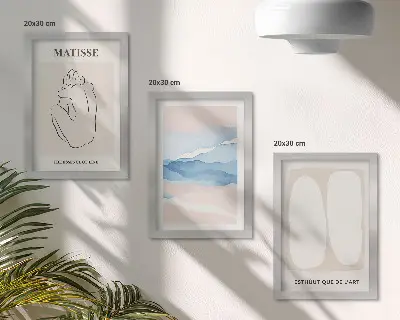 Matisse abstract forms triptych framed wall art with delicate colors