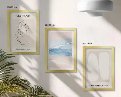 Matisse abstract forms triptych framed wall art with delicate colors