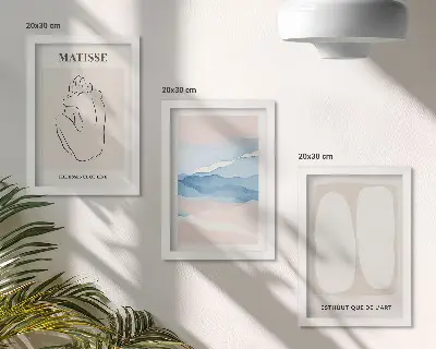 Matisse abstract forms triptych framed wall art with delicate colors
