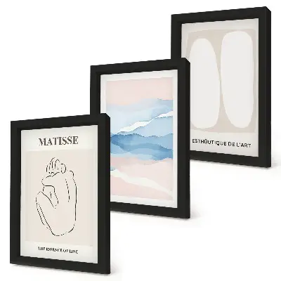 Matisse abstract forms triptych framed wall art with delicate colors
